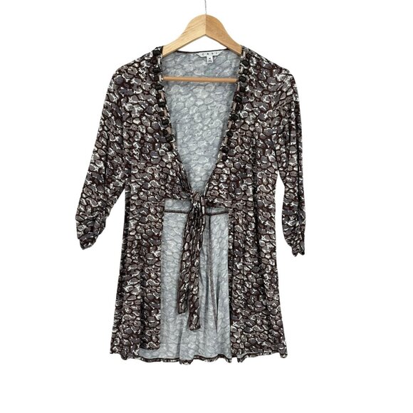 Cabi Cobblestone Front Tie top Size Medium Flowy Boho Cardigan Fall V-neck - Picture 1 of 8